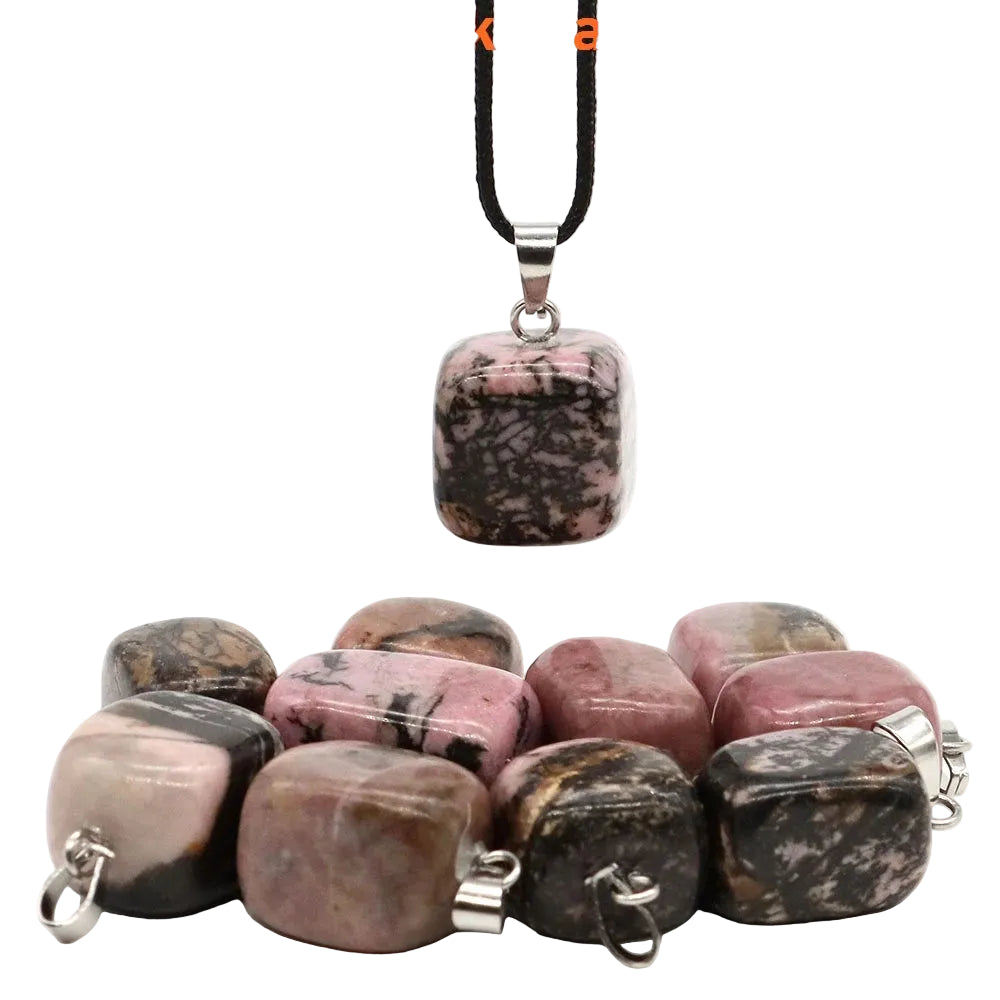 Natural Healing Irregular Tumble Stone Necklace Reiki Mineral Rose Quartz Tiger Eye Pendants for Women Men Jewelry Making Gifts
