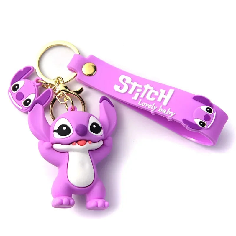 Disney Creative Cartoon 3D Silicone Stitch Pendant Keychain for Women Men Teens Backpack Bag Car Keys Accessories Gifts for Fans