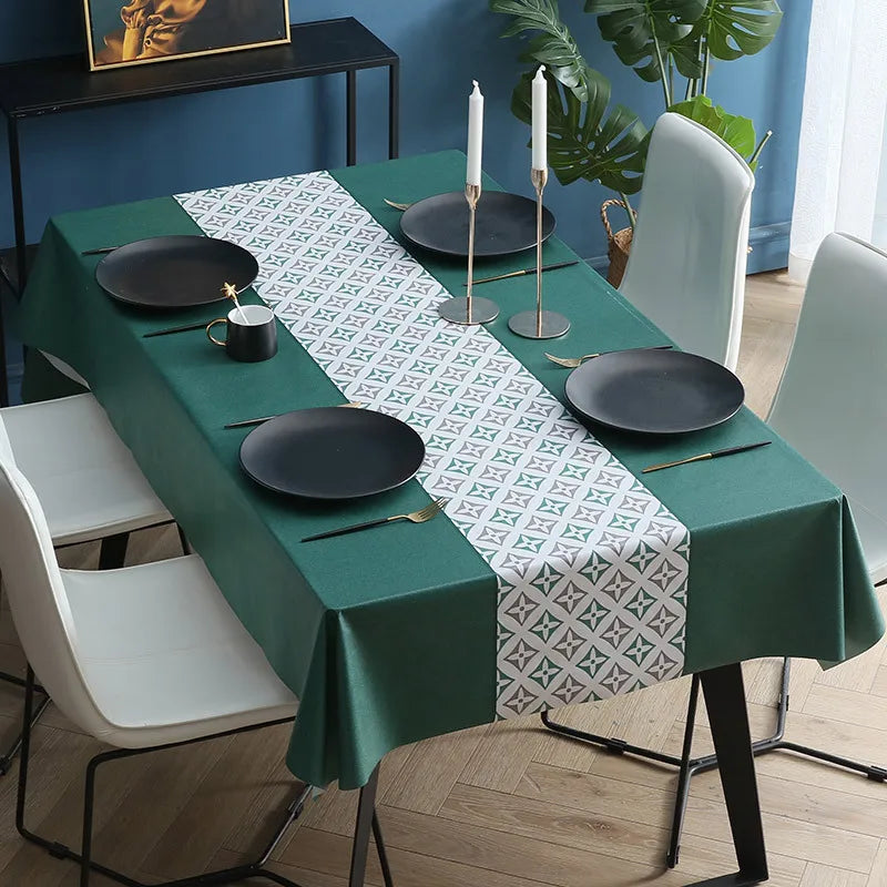 XZ0037 Tablecloth waterproof and heat-resistant PVC coffee table mat rectangular household thick dining table cloth tablecloth