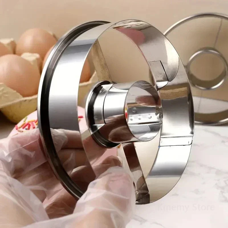 Tejesa  2Pcs  Silver Gold Stainless Steel Donut Mold Doughnut Desserts Bread Cutter Maker Cake Decorating Tools Kitchen Home Baking Supplies