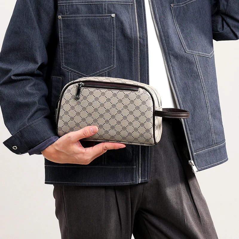 Fashion Printing Men's Bag Handbag High Quality PU Leather Clutch Bags Money Purse For Men Wasit Strap Wallets Man Pouch Bolsos