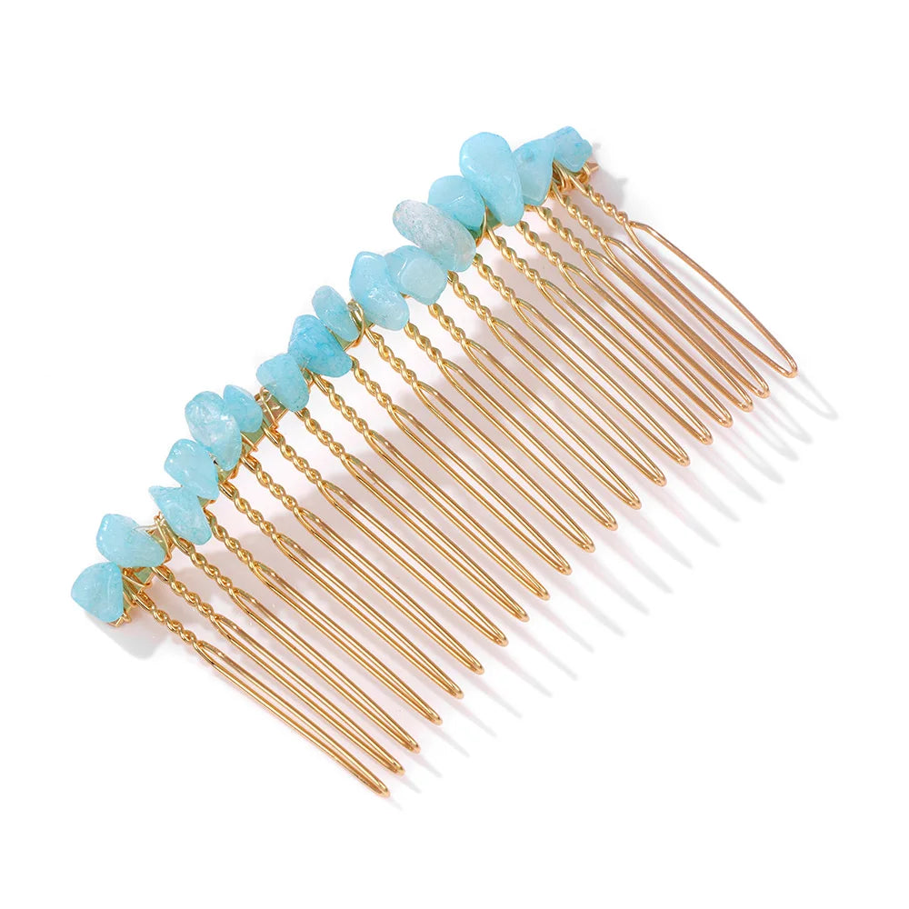 Hemasa Crystal Hair Combs Hair Accessories Natural Quartzs Stone Hair Clips Healing Reiki Hairpin Wedding Bridal Headwear Jewelry