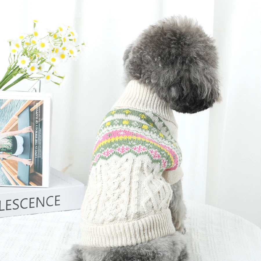 Knitted Dog Sweater for Small Medium Dogs, Warm Winter Puppy Clothing, Cold Weather Thermal Pet Wear