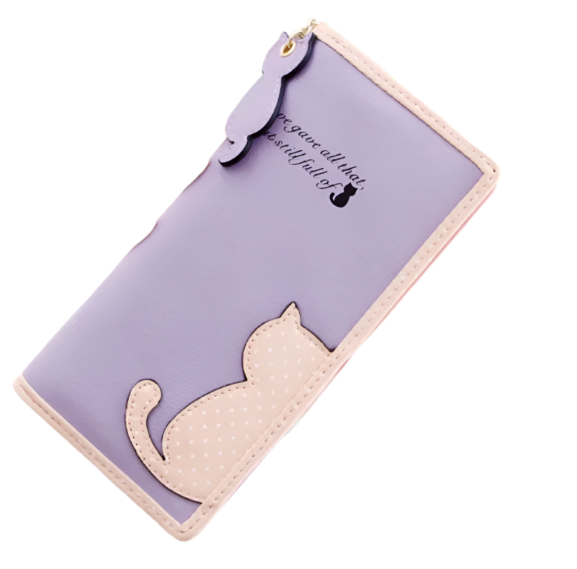 Hemasa  Zip Wallet  Casual  PU Long Large Capacity Coin Purse /Clutch Bag Cute Cat Pattern Wallet