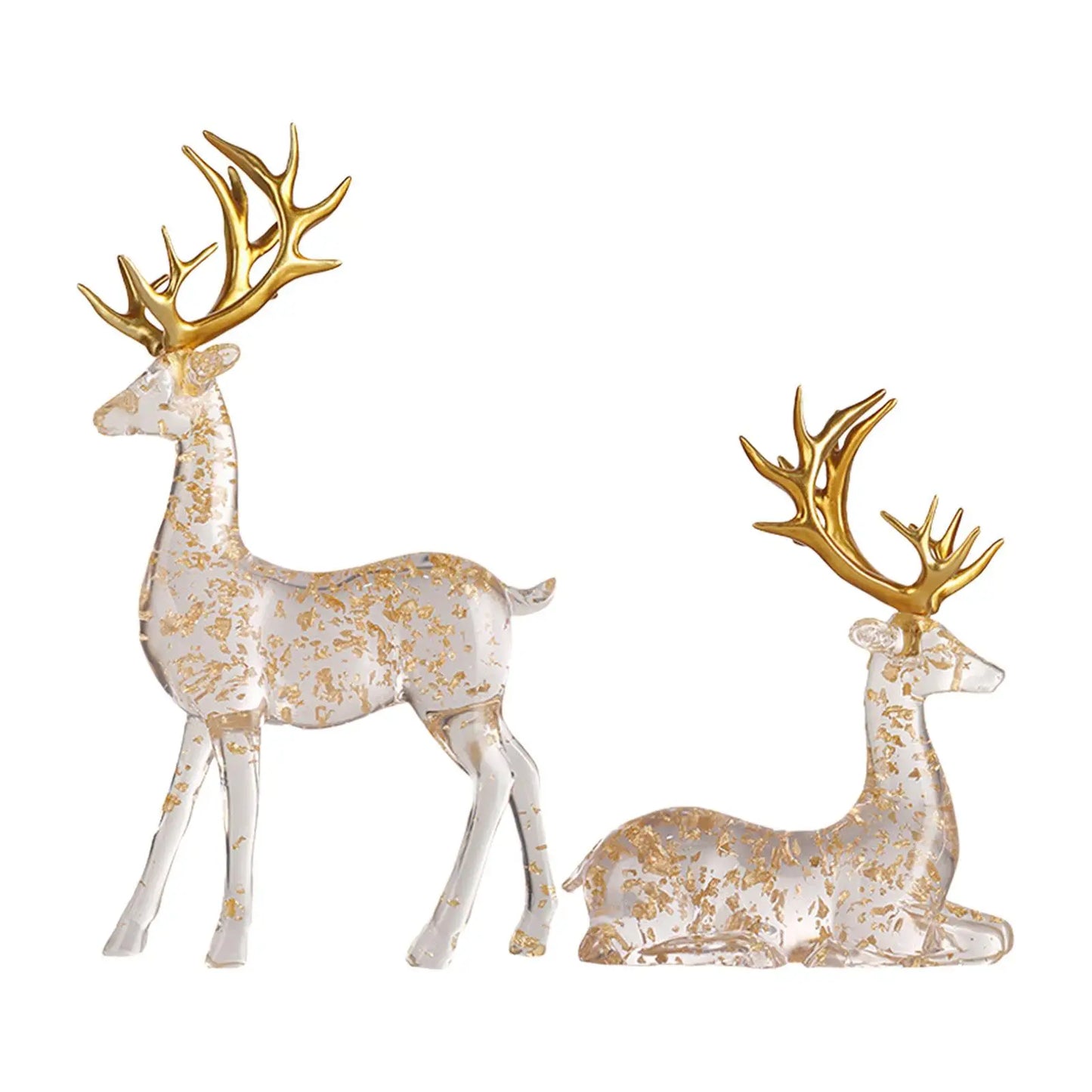 2x Deer Statues Crafts Decorative Figurines for Birthday Christmas Holiday
