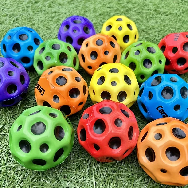 Hemasa   4 pcs Super High Bouncing Ball PU Foam Solid Moon Shape Bouncy Ball Kids Indoor Outdoor Sports Stress Relief Toy Sensory Ball for Kids