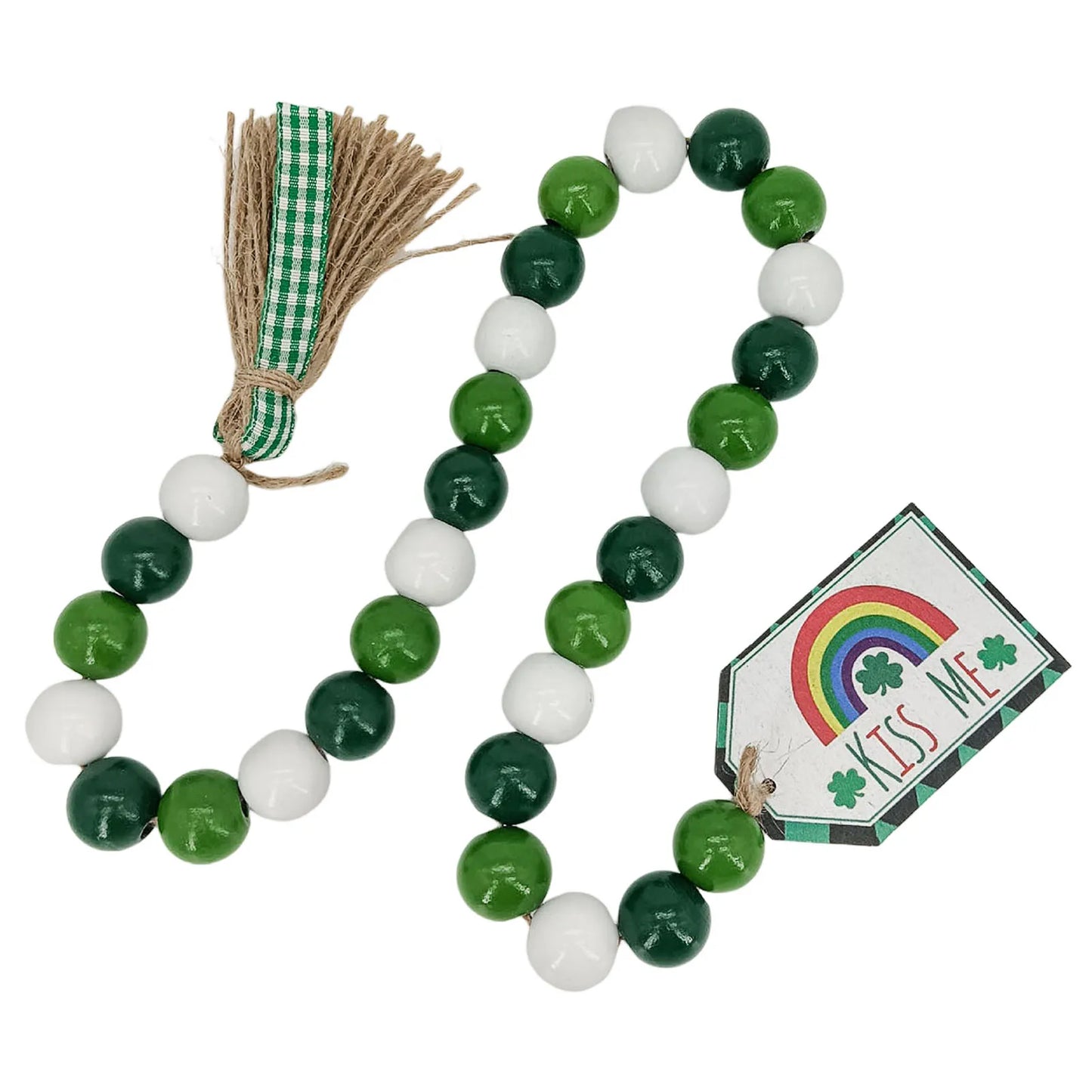 Irish Festival Wooden Bead String Tassel Pendant Wall Suspension Decoration Pendant for St Patrick's Day Tree Table Decor B88