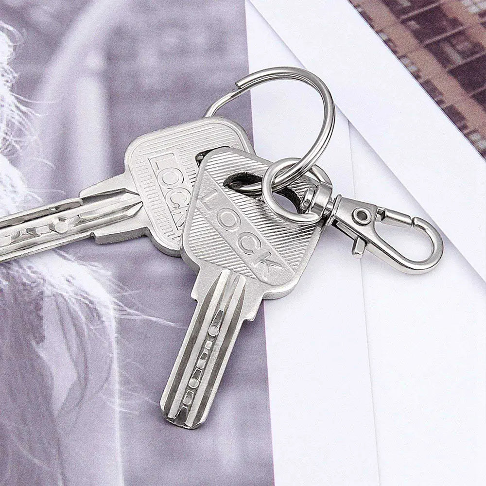 Tejesa 200/25pcs Swivel Lobster Clasp Keychain Stainless Steel Lanyard Snap Hook Snap Buckle Jewelry Making DIY Craft Hang Rope Chain