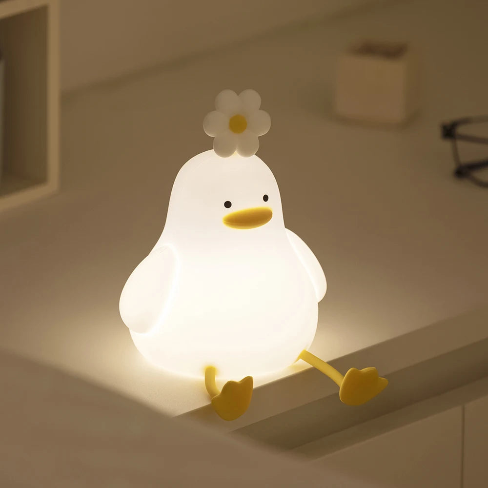 Hemasa Cute Duck Led Night Light USB Rechargeable Nightlights Silicone Lamp Touch Switch Children Kid Bedroom Decoration Birthday Gift