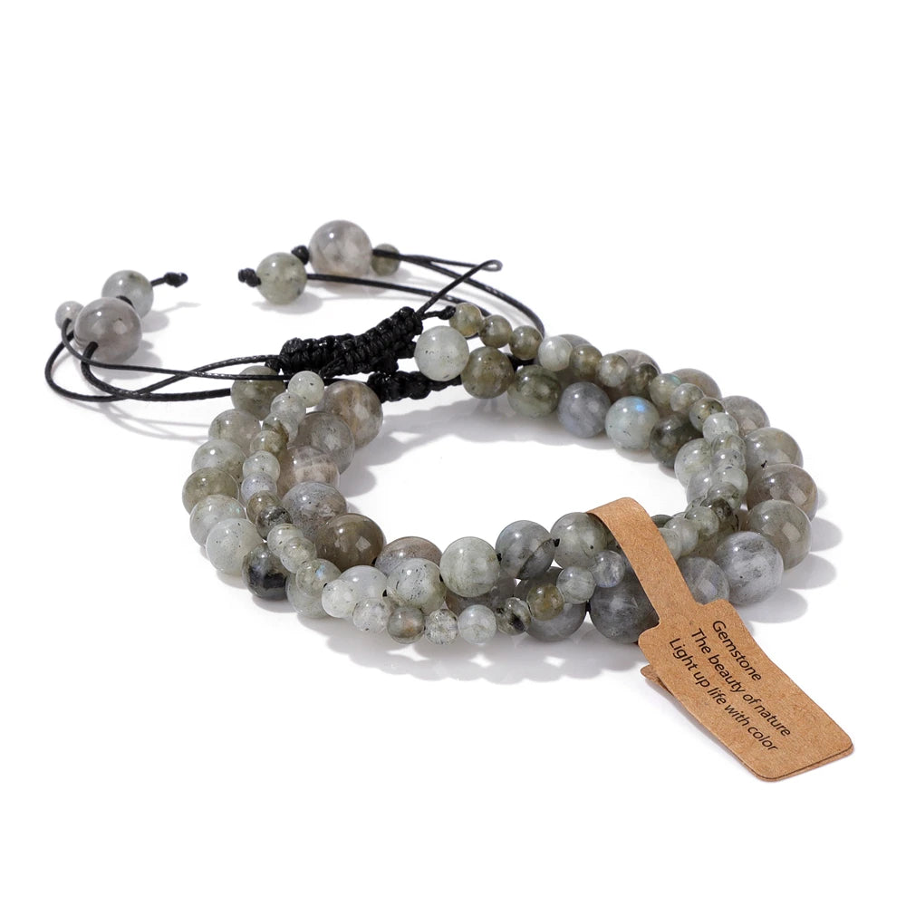 Tejesa  3pcs  Amazonite Bracelets for Women Men 4/6/8mm Beads Braided Bracelet Handmade Adjustable Wristbands Jewelry