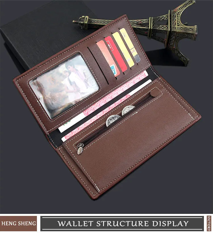 Wallet Men Luxury Leather Slim Long Purse Soft Leather Money Clip Multiple Card Slots Business Card Holder Men's Wallet