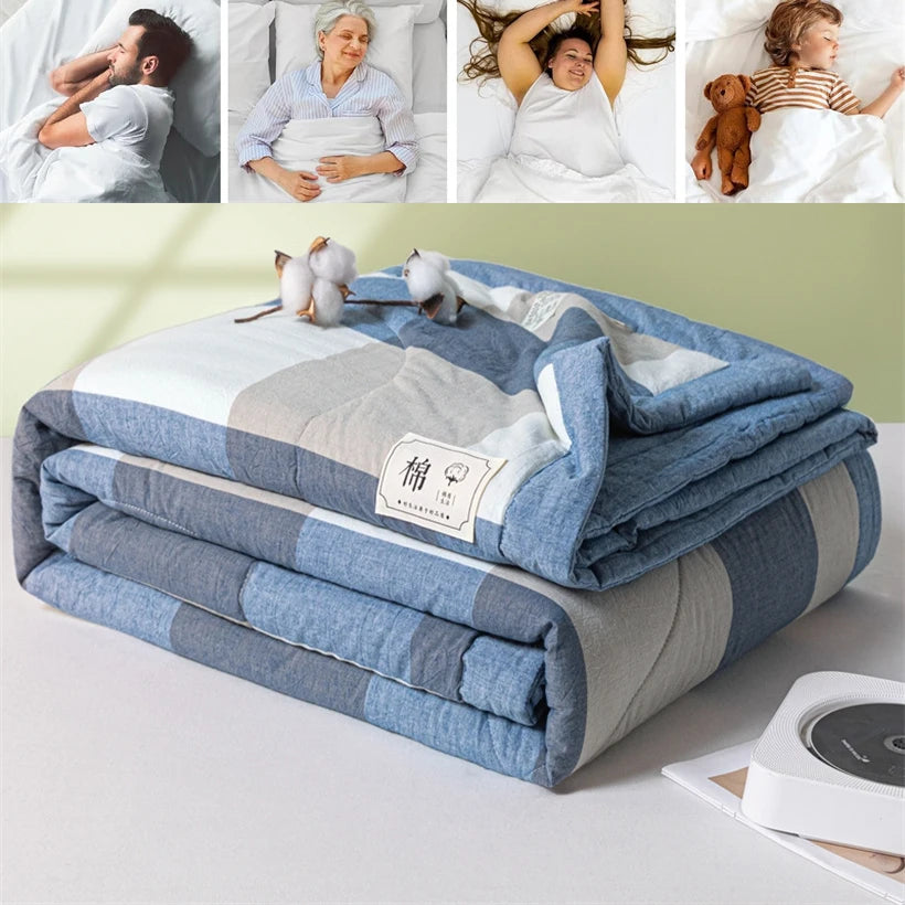 Tejesa Summer 100% Cotton Thin Quilt Comforter Soft Air Conditioning Quilt/Duvet/Blanket Lightweight Bed Cover Soft Bedding