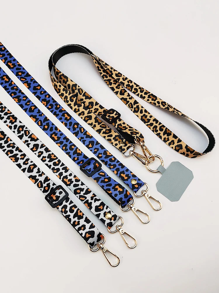 Tejesa Leopard Print Crossbody Cell Phone Lanyard Strap Neck Cord Mobile phone Lanyards Chain With Universal Gasket for All Phone Case
