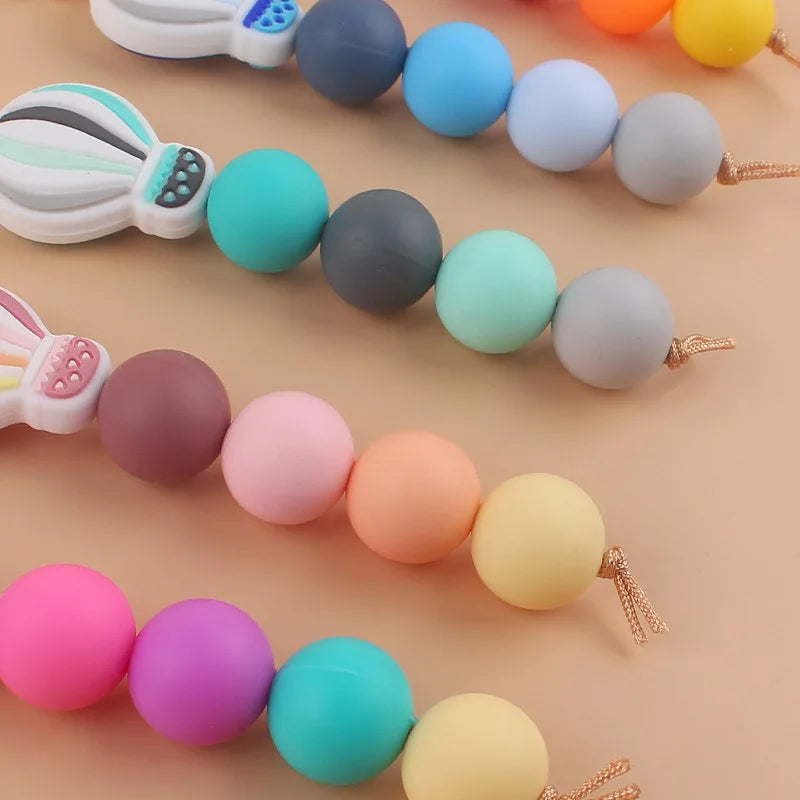 Hemasa Silicone Bead  Balloon Keychain  with  Round Beads Key Chain For Women /Girls Birthday Gift for  Car  /Bag