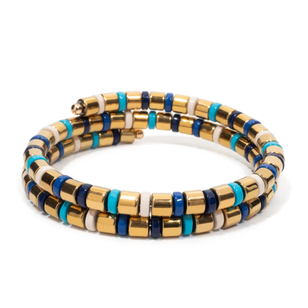 Tejesa 5X6mm  Enamel Colorful  Circle Tube Beads Bangle Bracelet  For Women