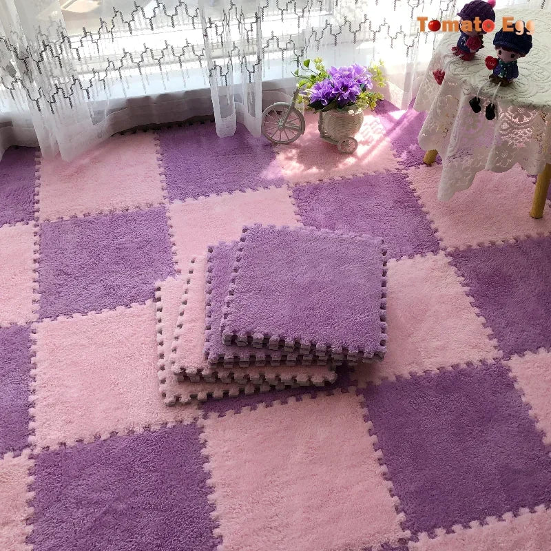 Hemasa Soft Plush Kids Mat Sports Children's Carpet Eva Foam Puzzle Rug Warm Play Mat for Children's Room Home Floor Decoration