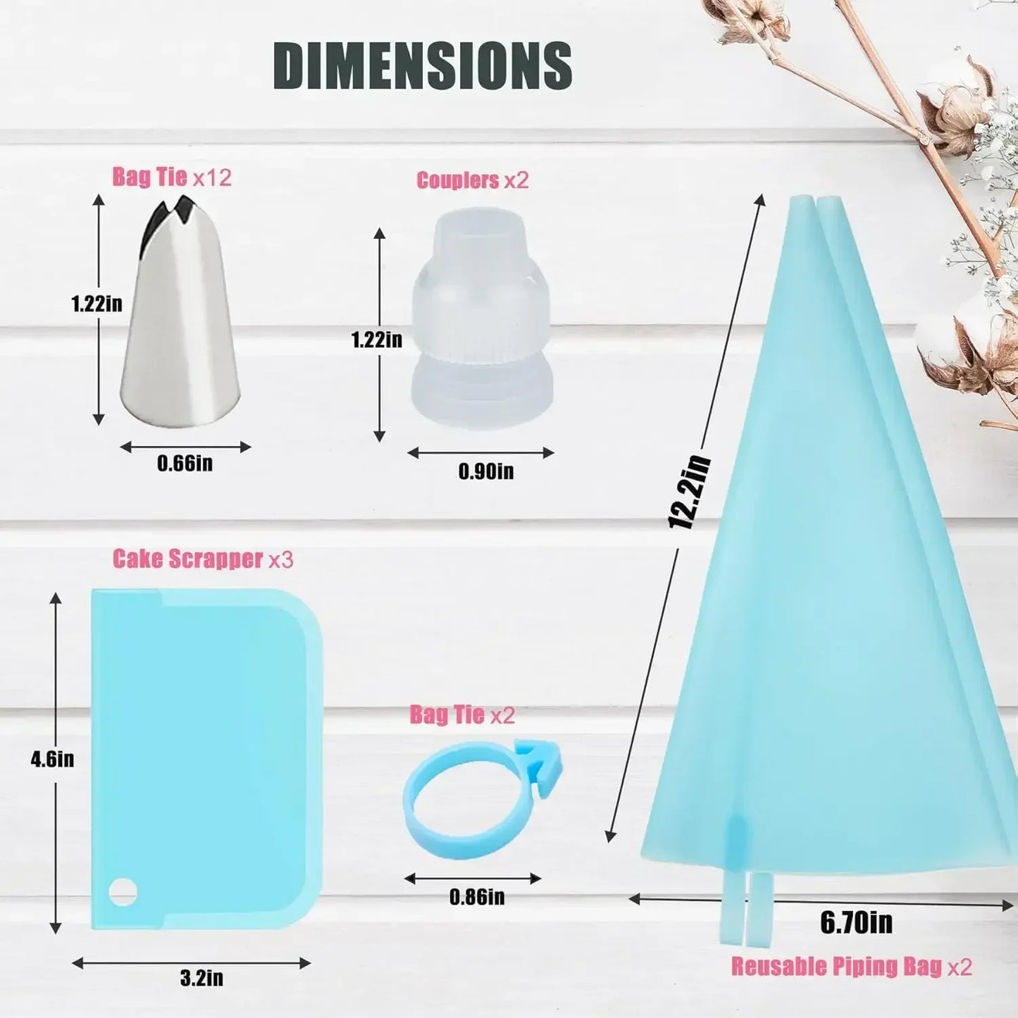 Hemasa Piping Bags Cake Decorating  Reusable Silicone Pastry Bag /Stainless Steel Nozzle Piping Nozzles Pastry Set Baking Tools
