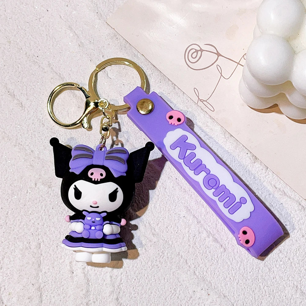 Wholesale Kawaii Sanrio Kuromi Keychain Pvc Doll Key Chain Cartoon Anime Cinnamoroll Bag Pendant Car Keyring Accessories Gift
