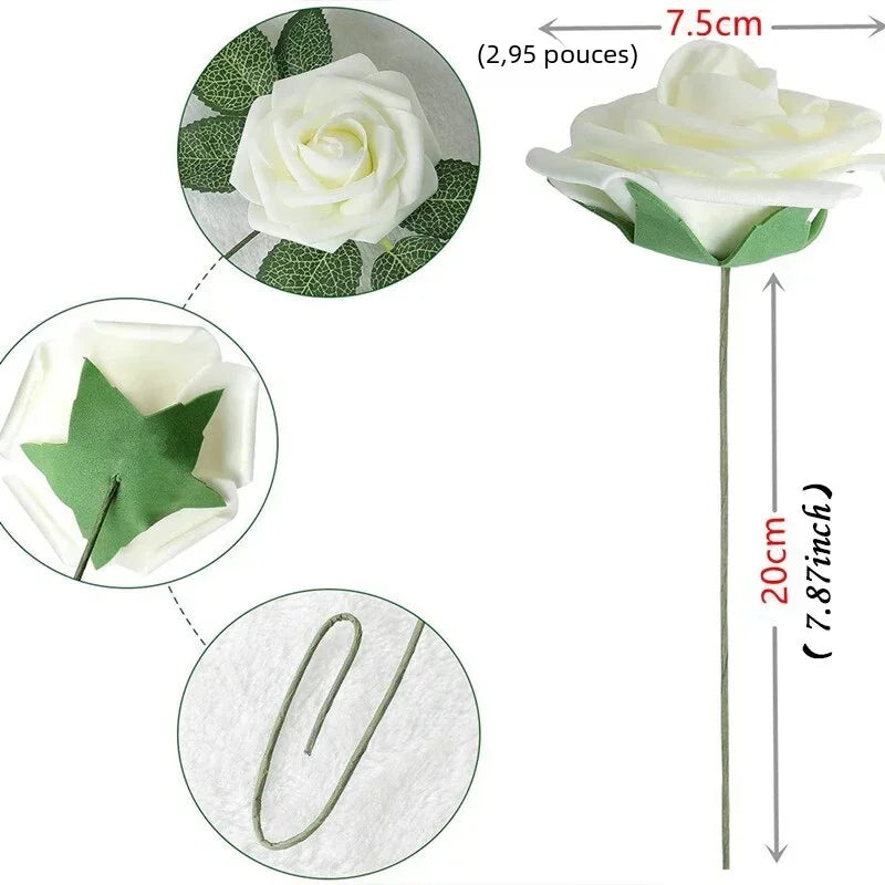 Rose Artificial Flowers 15/25/100pcs Foam Fake Roses Wedding Bouquets Centerpieces Mothers Day Valentines Gifts Party Decoration