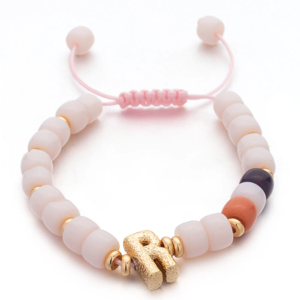 Tejesa Handmade  Colorful Glass Crystal Beads Braided Bracelets  with Heart Charms For Women