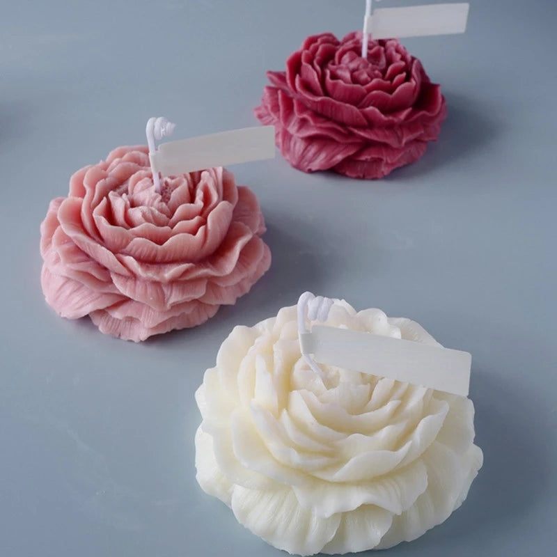 Large Peony Lotus Tulip Flower Candle Mold Handmade Soap Aromatherapy Gypsum Glue Mould Baking Chocolate Molds Home Decor Gifts