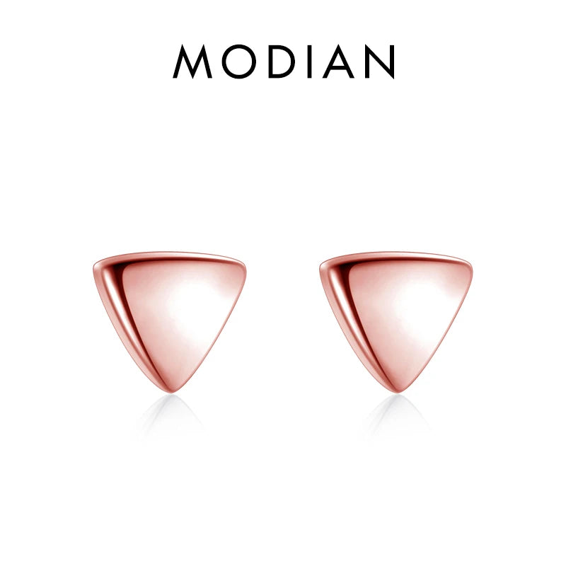 Modian 2021 Hot Sale Real 925 Sterling Silver Fashion Exquisite Triangle Stud Earrings Simple Style For Women Jewelry Bijoux