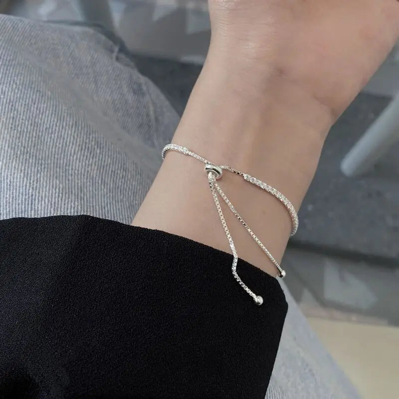 Noble hot 925 Sterling Silver Bracelet Love Elegant Zircon Tennis Crystal Chain for Women Fashion  Engagement Wedding Glam