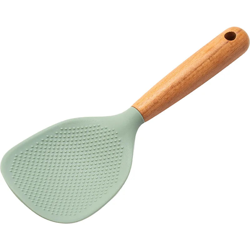 Hemasa 1Pcs Silicone Heat-resistant Non-stick Rice Cooker Kitchen Tool Household Rice Spoon