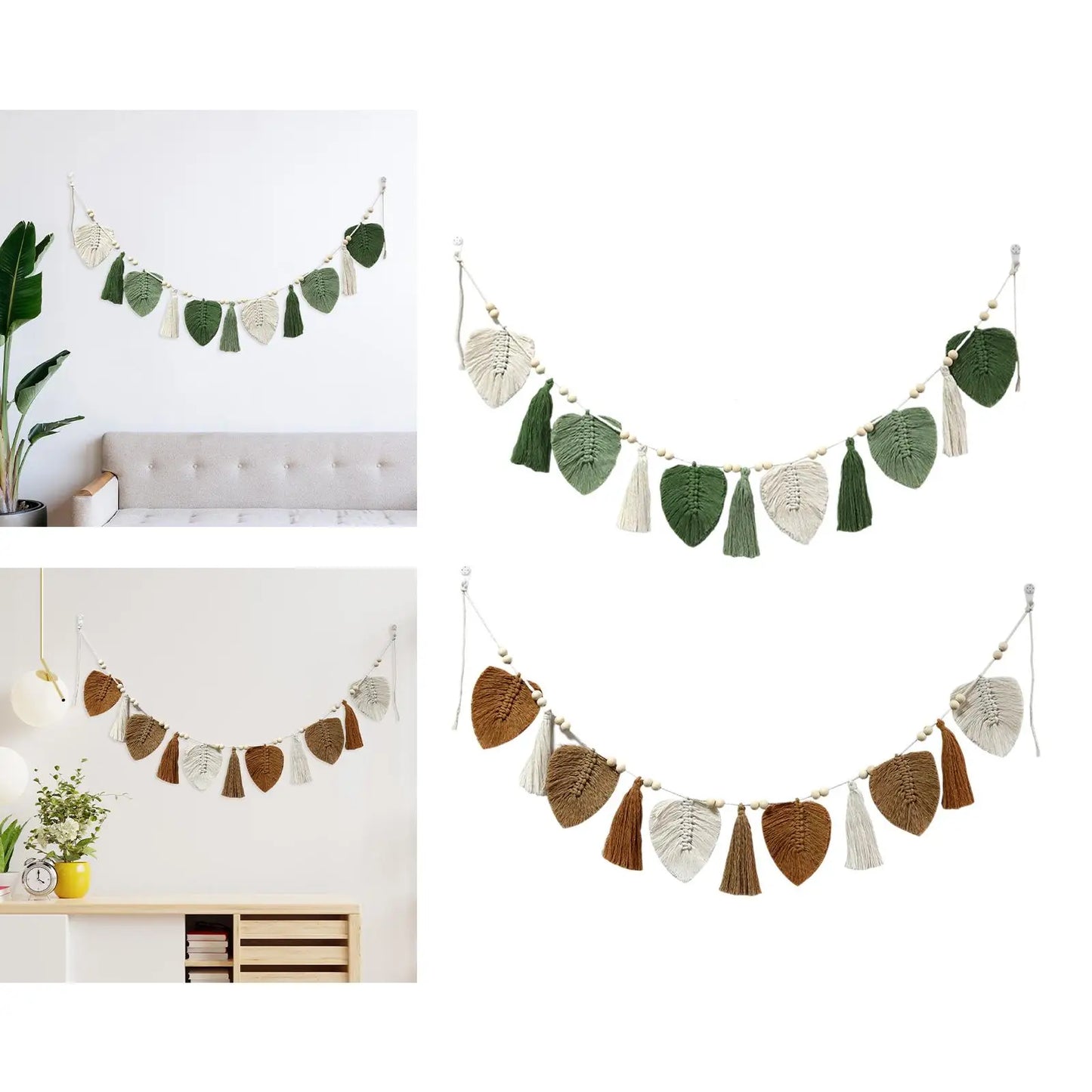 Hemasa Boho  Macrame Leaves Wall Hanging Macrame Wall Hanging Leaf Woven Tapestry for Dorm Bedroom Home Apartment Decoration