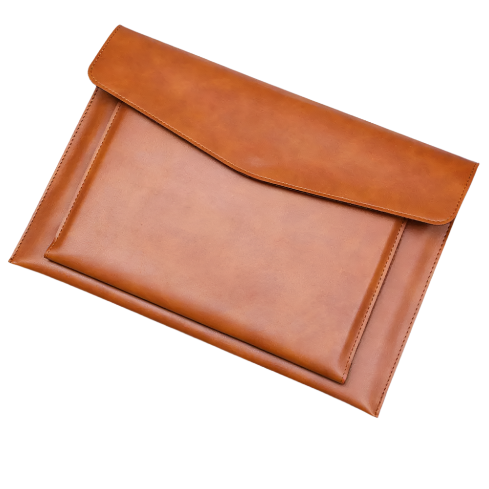 Hemasa A4 Leather File Folder Large Document Bag Business Briefcase Magnetic Button Waterproof Laptop Cases Office Organizer