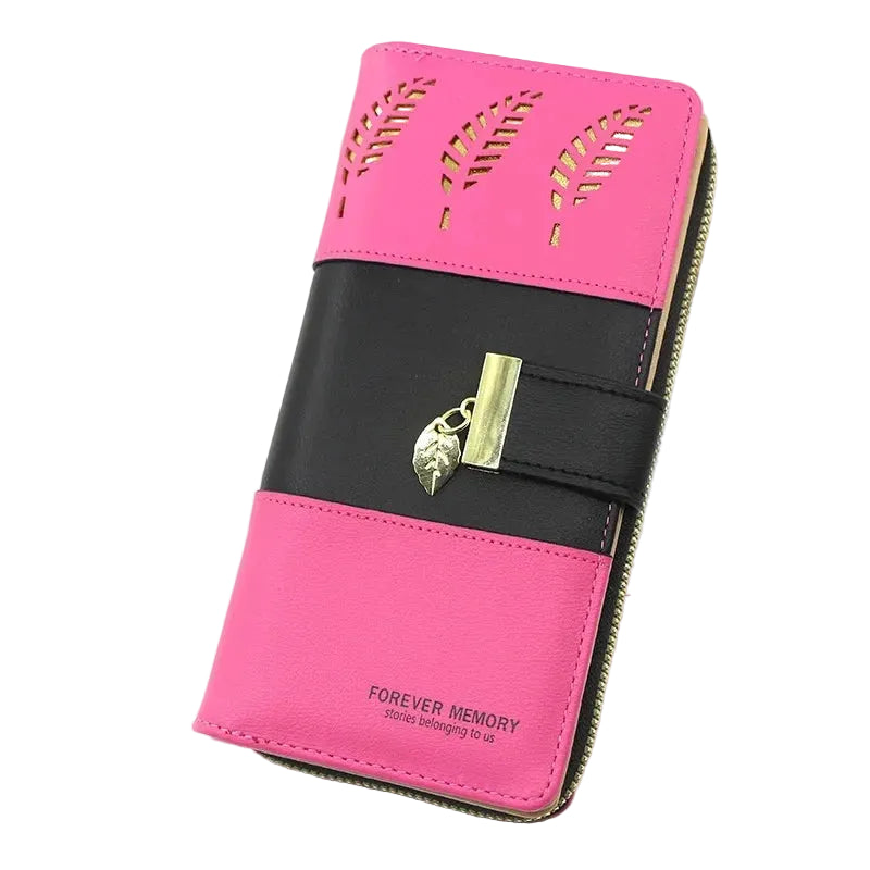 Tejesa Long Leaf Wallet Ladies Handheld Phone Bag Hollow out Design New Style Korean Version Bifold Money Clip