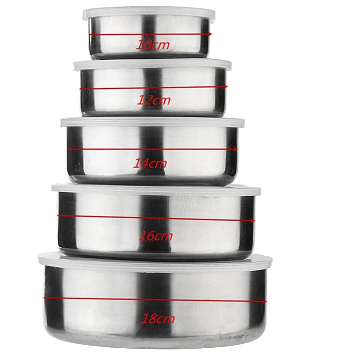 Tejesa 5pcs Fruit Salad Bowl Stainless Steel Ramen Bowl with Lid Mixing Bowls with Grater for Kitchen Outdoor BBQ Food Plate Fresh Bowl