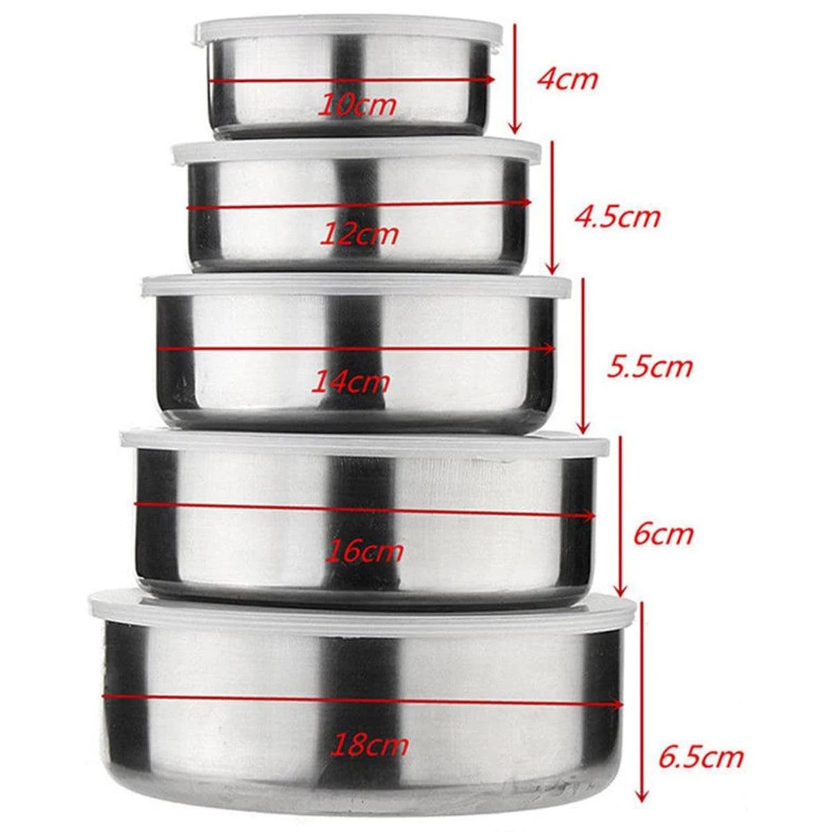 Tejesa 5pcs Fruit Salad Bowl Stainless Steel Ramen Bowl with Lid Mixing Bowls with Grater for Kitchen Outdoor BBQ Food Plate Fresh Bowl