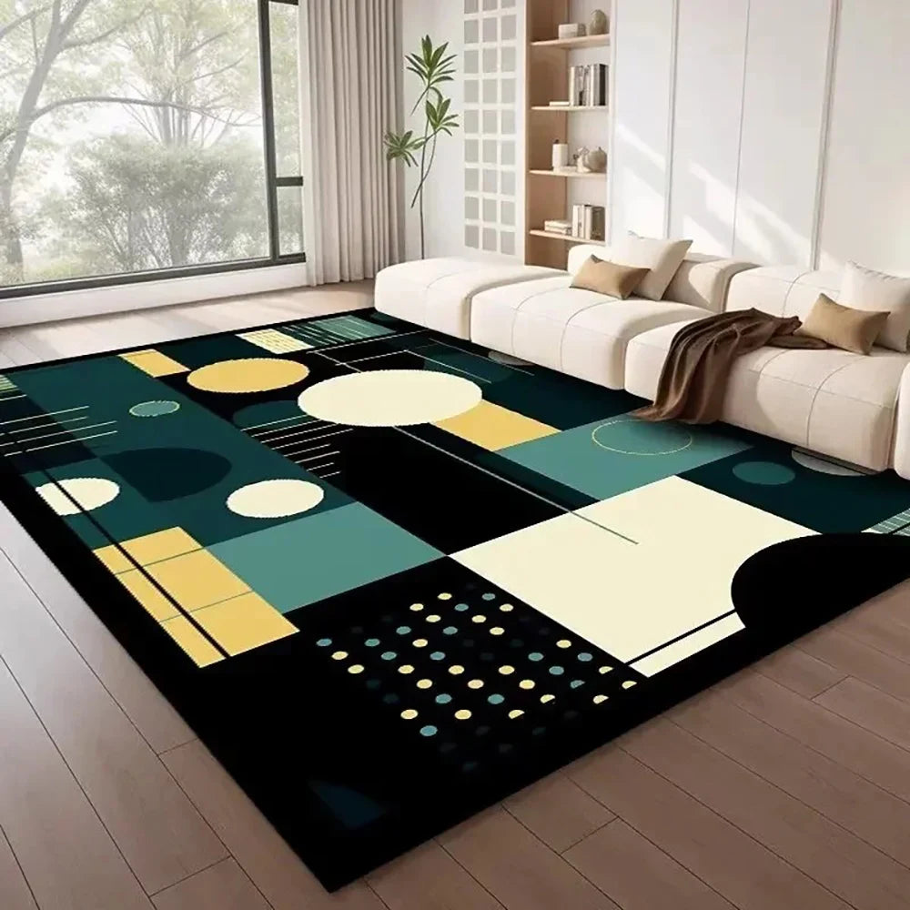 Tejesa  Large Flannel Rug Luxury Plaid Non-Slip Living Room Bedroom Mat Stain Resistant Washable Bedside Home Decor Rug