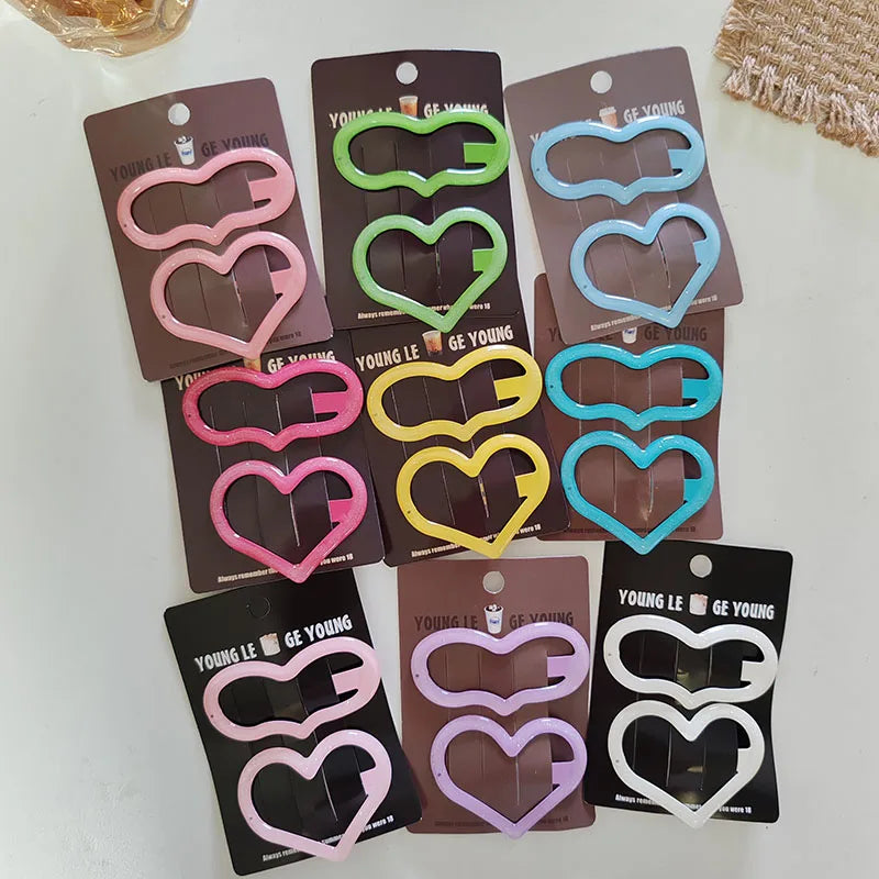Hemasa 4pc Alloy Big Heart Colorful  Clips for Women/ Girls/ Children