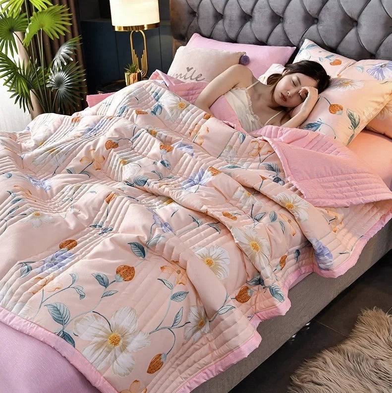 Summer Cool Quilt Air Conditioner Washed Cotton Quilt Student Single Summer Dormitory Spring and Autumn Thin Summer Quilt