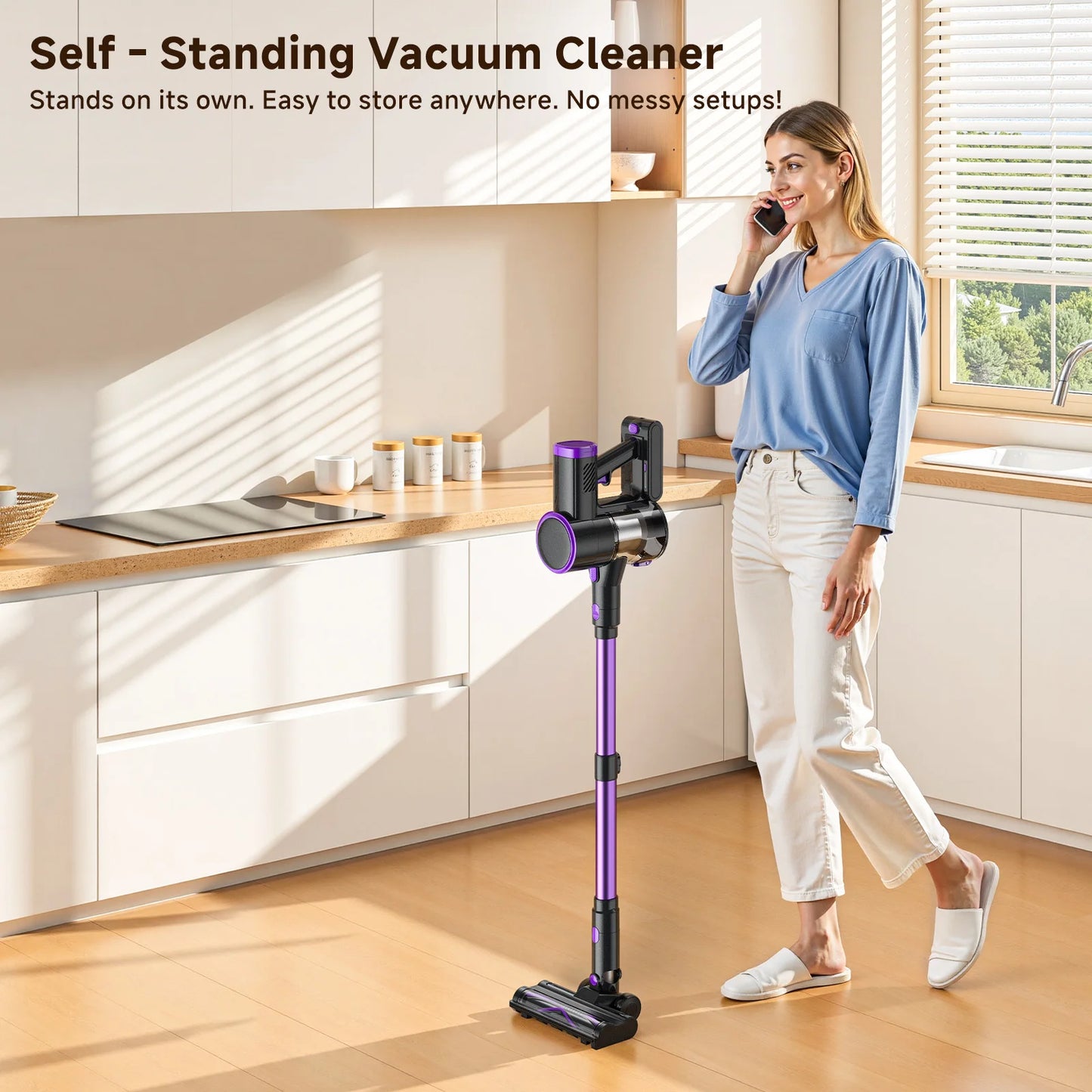 Lubluelu P4 Cordless Vacuum Cleaner 36Kpa Suction, 40Mins Runtime, Self-Standing, Green LED, for Hard Floor Carpet Pet