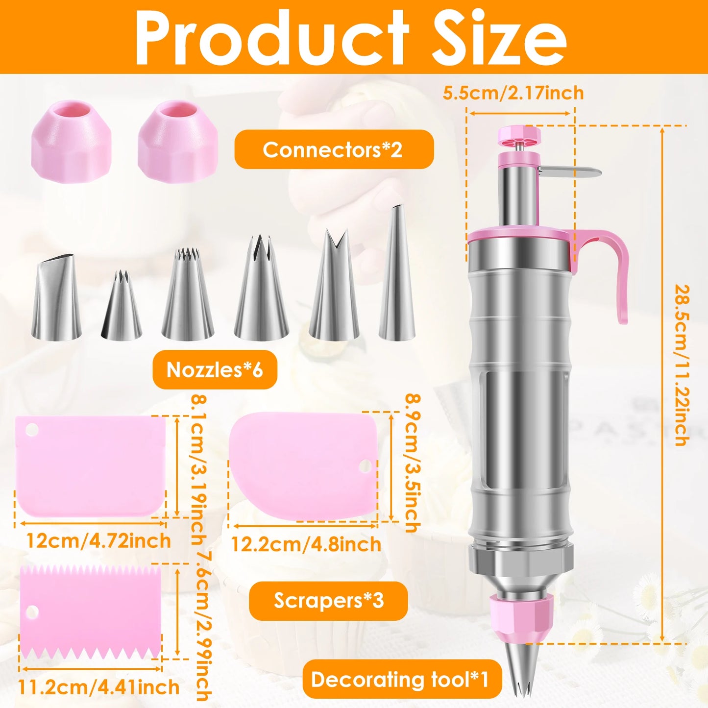 Tejesa Cake Decorating Piping Syringe DIY Cupcake Decorating Nozzle Frosting Making for DessertDessert Cookies Cream Filling Injector
