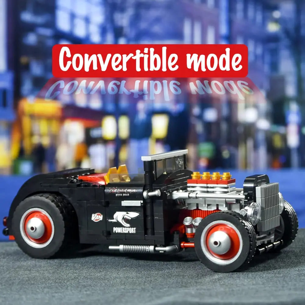 Technical Explosive Change Classic Car Model Building Blocks Bricks Moc Convertible Vehicle DIY Toys For Boys Children Gift Set
