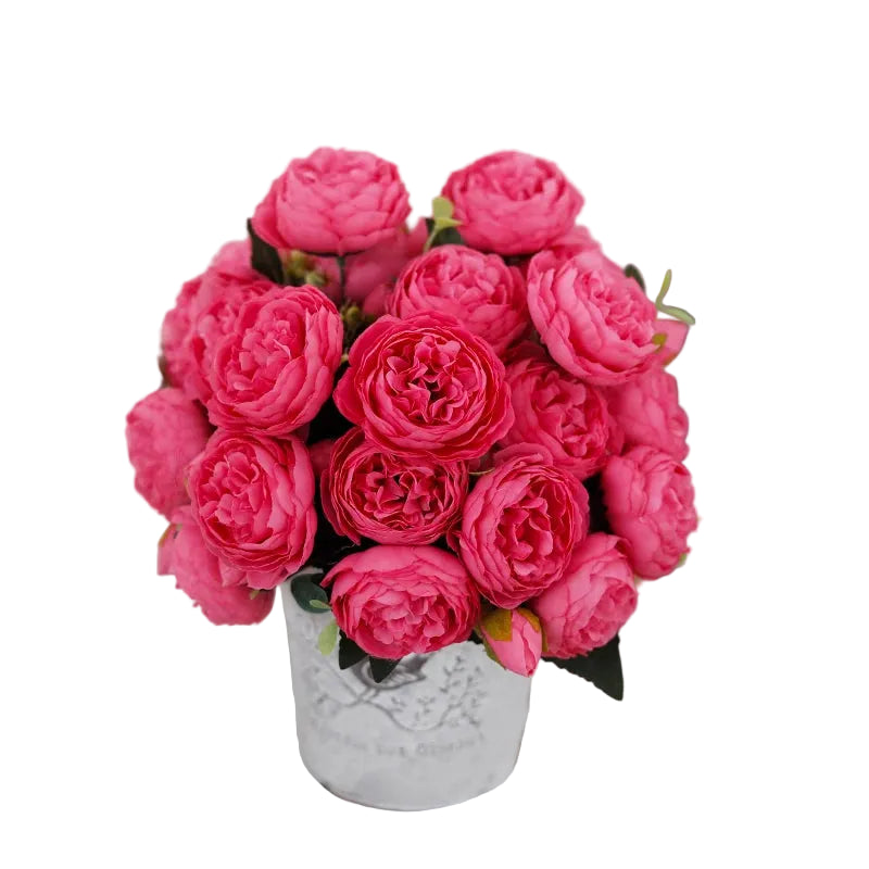 Tejesa 3 Pcs  Peony Artificial Flower Exquisite Wedding Bridal Party Bouquets Home Vase Accessories Fake Christmas Table Garden Backdrop Decor