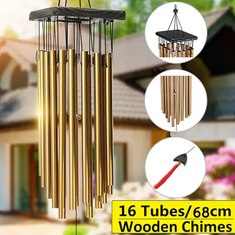 Hemasa 16 Tubes Windchime Large Bells Wind Chimes Chapel Home Decor for Garden Outdoor Decoration Decor Gifts home decor
