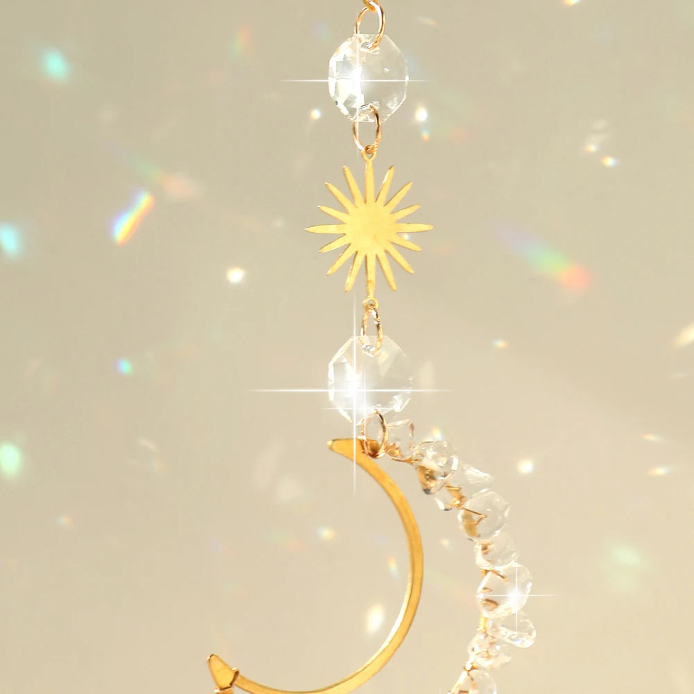 Hemasa Crystal Suncatcher Glass Ball Pendant Window Hanging Sun Catcher Moon Light Catcher Wind Chime Garden Home Decor Christmas Gift