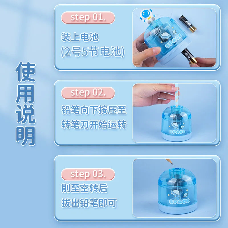 Cartoon Electric Pencil Sharpenerautomatic For Kids Student Stationery School Supplies Stationery Stationery Supplies School