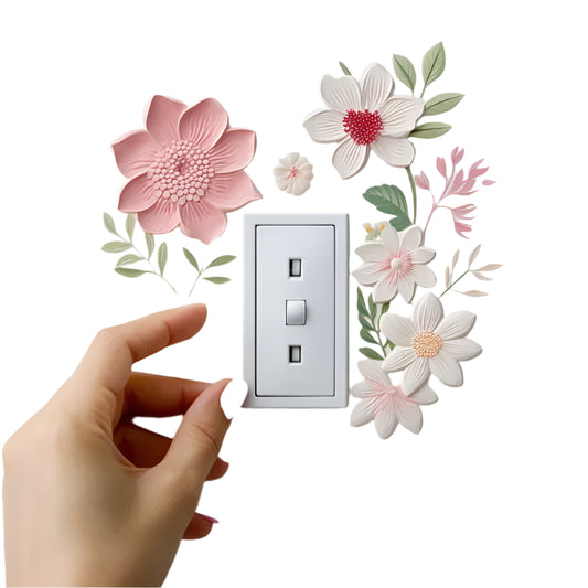 Hemasa Beautiful flowers Switch Wall Sticker PVC Removable Waterproof sticker for bedroom bathroom Living room Home Decoration Stickers