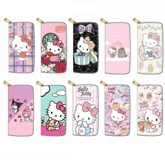 Sanrio New Women's Wallet Hello Kitty My Melody Cartoon Long Coin Purse Multifunction High Capacity Girls Anime Clutch Bag Gifts