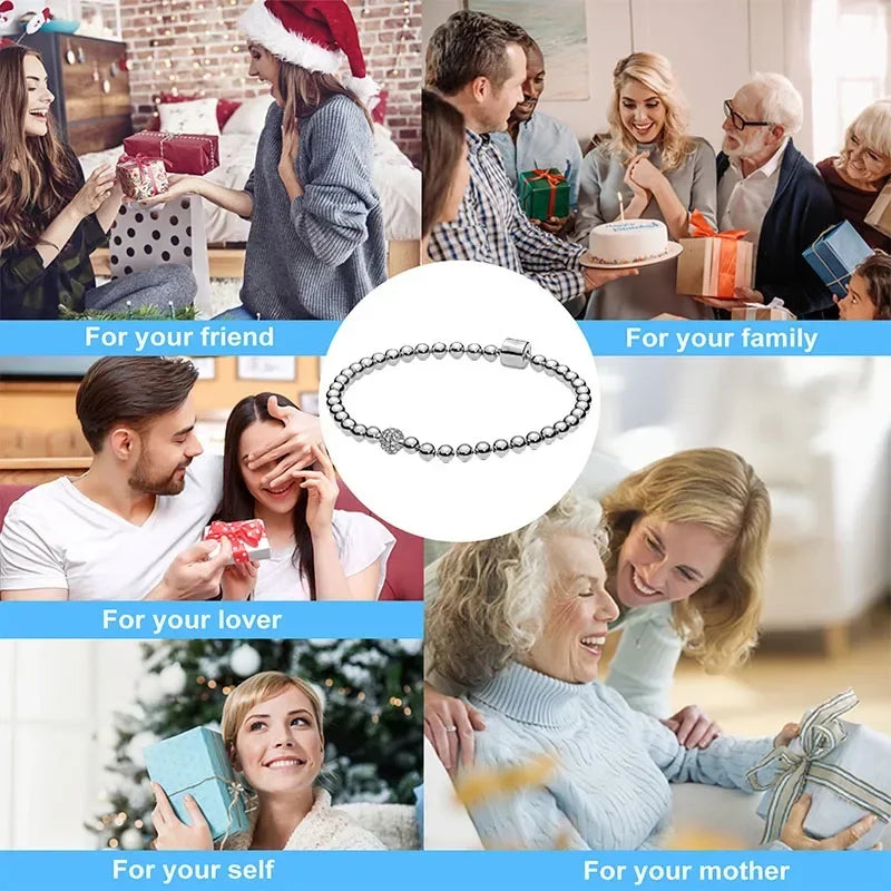 Hot selling classic luxury 925 sterling silver exquisite shinys gold color bead chain bracelet charm jewelry surprise gift