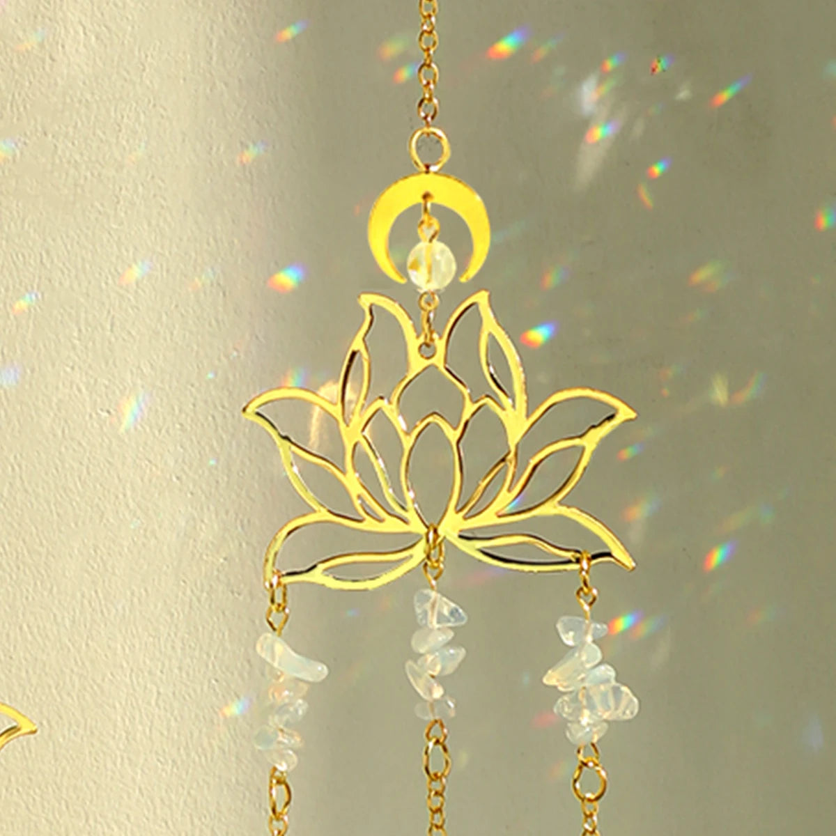 Heamsa 2Pcs Sun Catcher Lotus Prism Crystal Suncatcher Rainbow Crystal Light Catcher Hanging Decoration for Window Garden Car Charm
