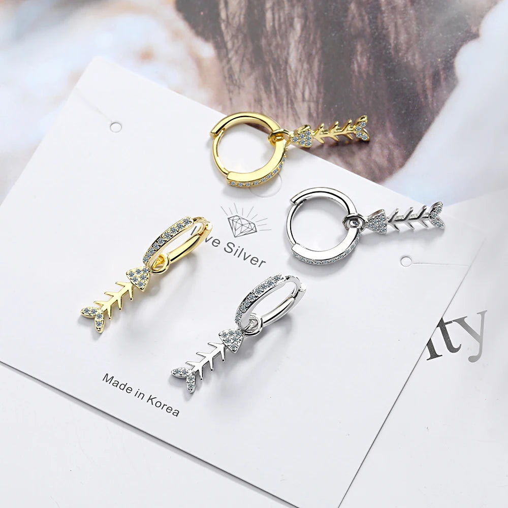 925 Sterling Silver Animal Earring Mosaic CZ Zirconia Fish Drop Earrings For Women Earrings Pendant Earrings