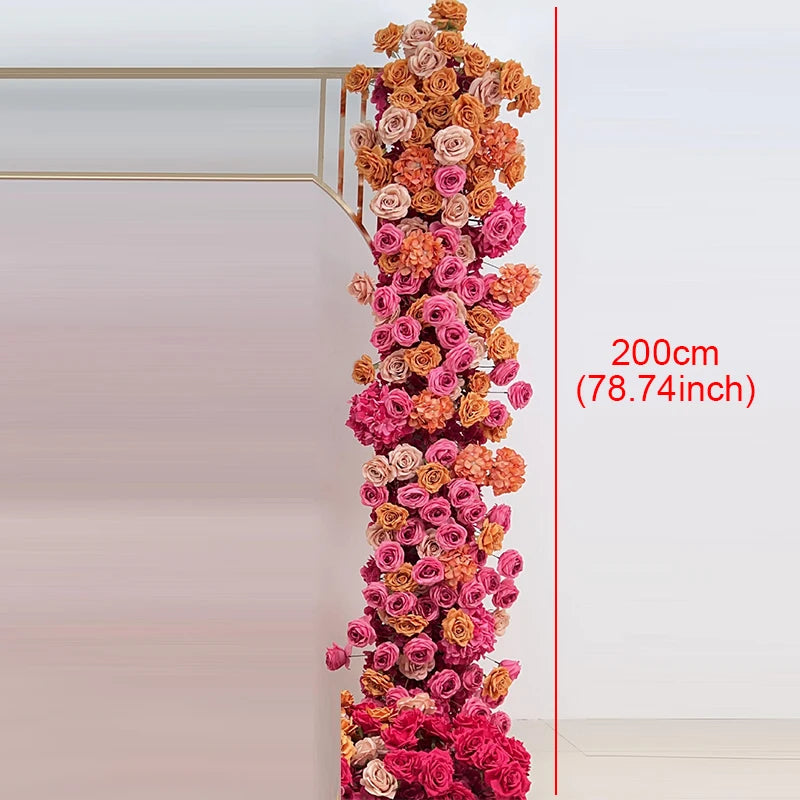 White Blue Rose Flower Row Decor Wedding Backdrop Arch Frame Banquet Aisle Floral Ball Birthday Party Event Props Window Display