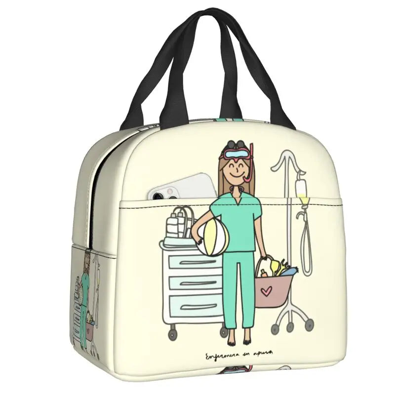 Hemasa  Nurse Lunch Bag Women Portable Cooler Thermal Insulated Lunch Box